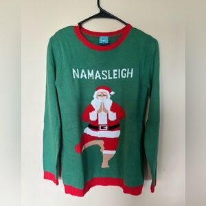Silly yoga themed Xmas sweater